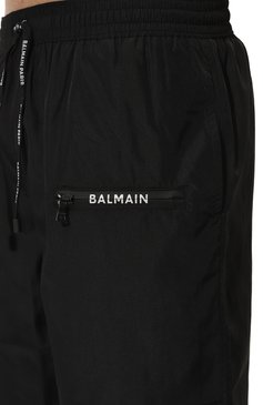 Мужские плавки-шорты BALMAIN черного цвета, арт. BWB751260 | Фото 4 (Материал внешний: Синтетический материал; Материал сплава: Проставлено; Нос: Не проставлено; Мужское Кросс-КТ: плавки-шорты)