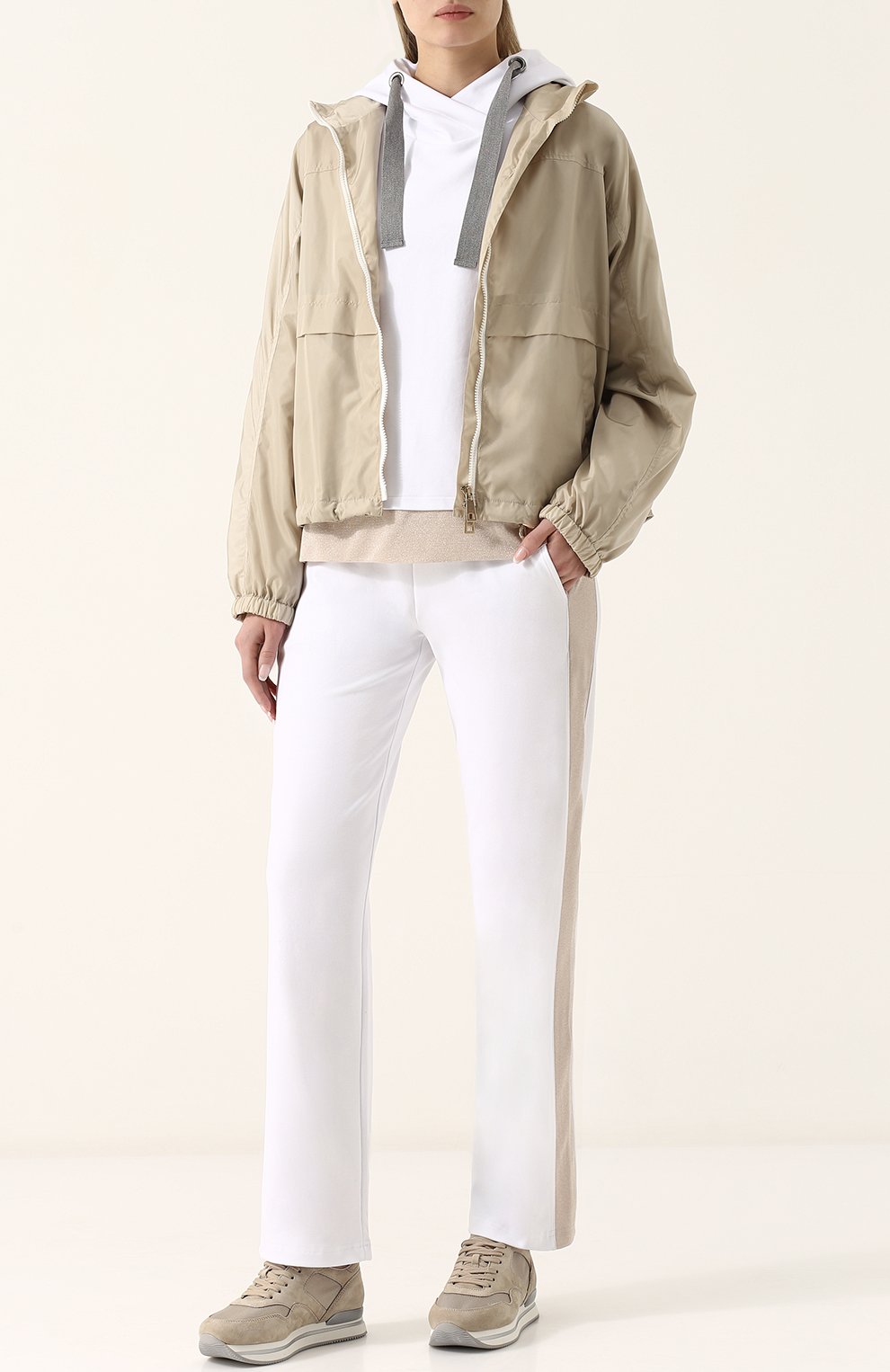 Комбинированные кроссовки на шнуровке HOGAN бежевого цвета по цене 44550 руб., арт. HXW2220N62DFI70KL4, фото 2 Комбинированные кроссовки на шнуровке HOGAN, арт. HXW2220N62DFI70KL4, фото 2