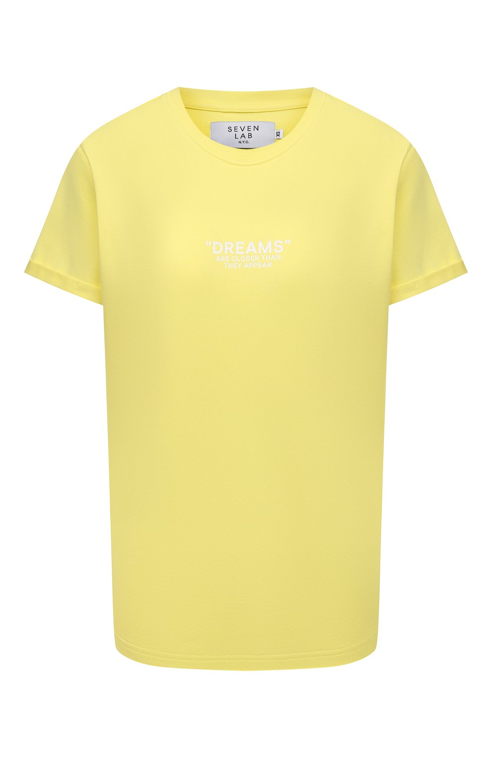 Хлопковая футболка SEVEN LAB желтого цвета по цене 7520 руб., арт. T21-D G01 yellow, фото 1 Хлопковая футболка SEVEN LAB, арт. T21-D G01 yellow, фото 1