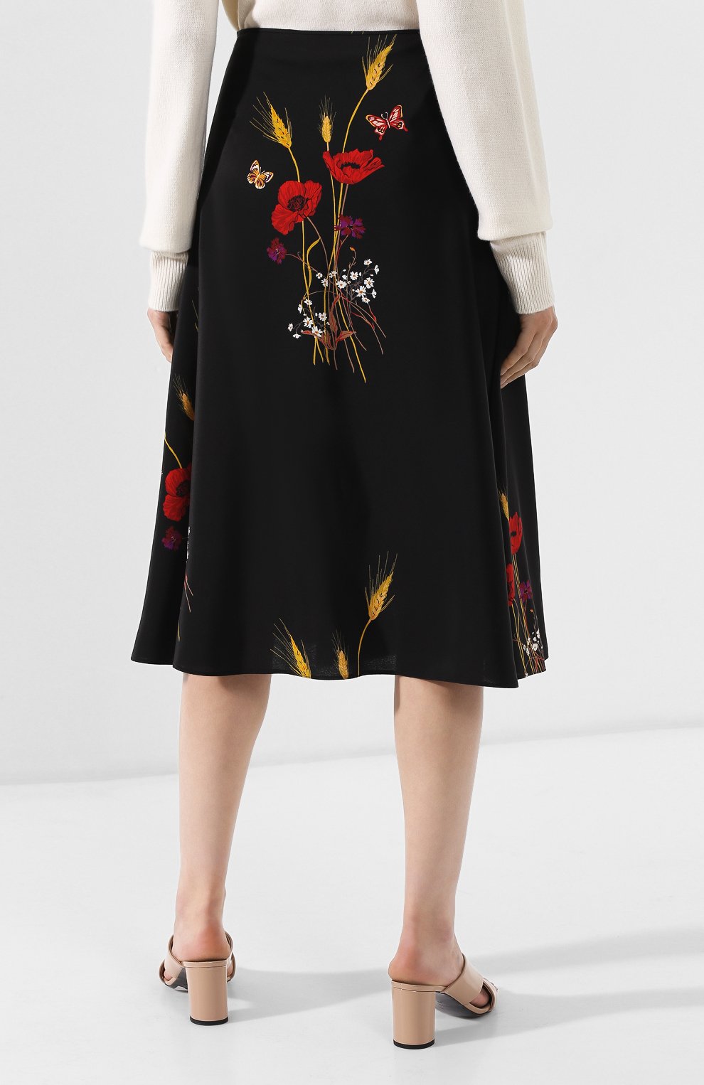 Шелковая юбка VALENTINO, арт. RB3RA4F04FP, фото 4