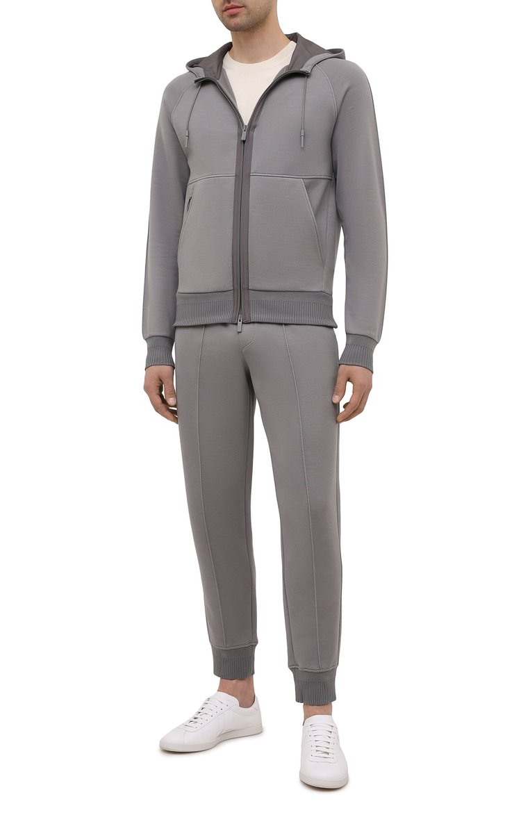 Мужской толстовка ZEGNA серого цвета, арт. UY564/815 | Фото 2 (Рукава: Длинные; Длина (для топов): Стандартные; Материал внешний: Хлопок, Шерсть, Синтетический материал; Мужское Кросс-КТ: Толстовка-одежда; Стили: Спорт-шик; Реги�ональные ограничения белый список (Axapta Mercury): RU; Драгоценные камни: Проставлено; Материал сплава: Проставлено)