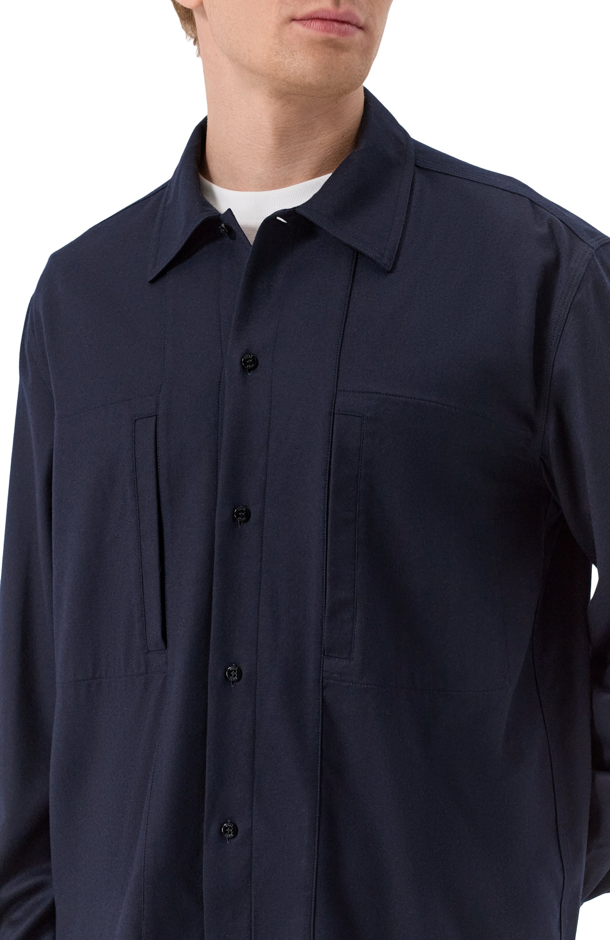 Рубашка из шерсти и шелка ZILLI темно-синего цвета по цене 138500 руб., арт. SP0B01M024091001U, фото 5 Рубашка из шерсти и шелка ZILLI, арт. SP0B01M024091001U, фото 5