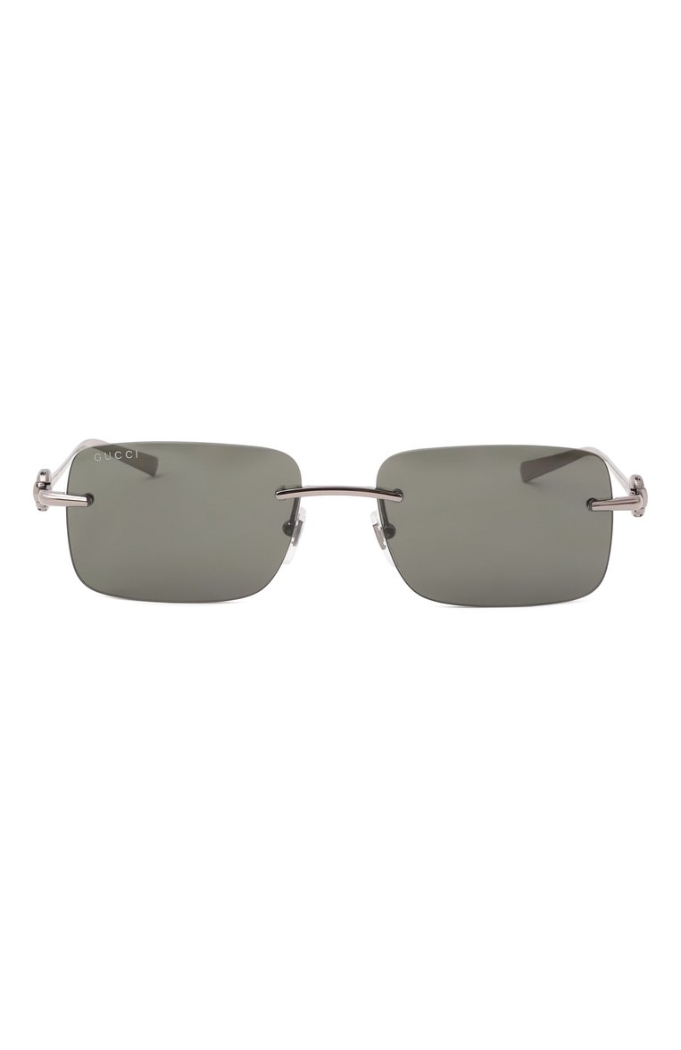 Женские солнцезащитные очки GUCCI серого цвета, арт. GG1703S 001 | Фото 4 (Региональные ограничения белый список (Axapta Mercury): Не проставлено; Нос: Не проставлено; Материал: Металл; Тип очков: С/з; Кросс-КТ: С/з-унисекс; Очки форма: Прямоугольные, Безоправные; Оптика Гендер: оптика-унисекс)