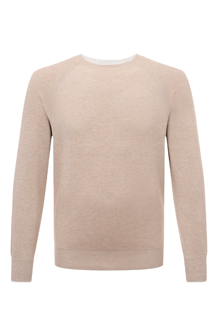 Мужской хлопковый джемпер BRUNELLO CUCINELLI бежевого цвета, арт. M29400100 | Фото 1 (Длина (для топов): Стандартные; Материал внешний: Хлопок; Рукава: Длинные; Принт: Без принта; Мужское Кросс-КТ: Джемперы; Вырез: Круглый; Стили: Кэжуэл; Материал сплава: Проставлено; Драгоценные камни: Проставлено)
