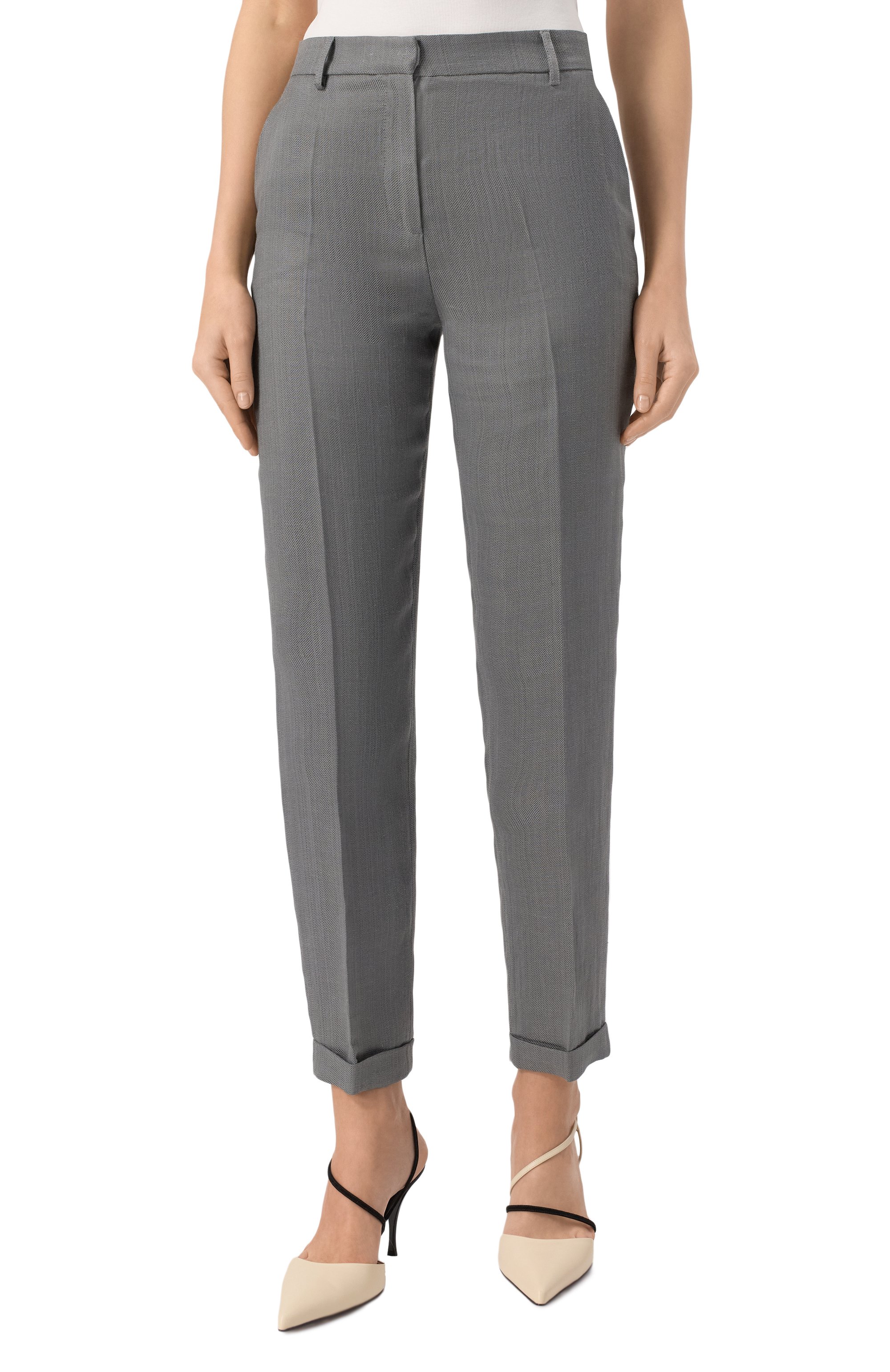 Брюки из вискозы и льна ANTONELLI FIRENZE серого цвета по цене 64950 руб., арт. J8374N/974, фото 3 Брюки из вискозы и льна ANTONELLI FIRENZE, арт. J8374N/974, фото 3