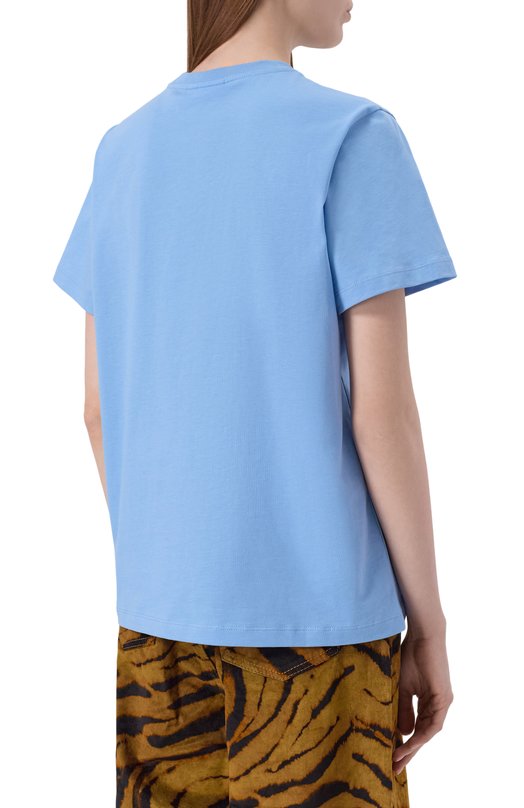 Хлопковая футболка Ganni T4007 Голубой  T4007 Фото 4