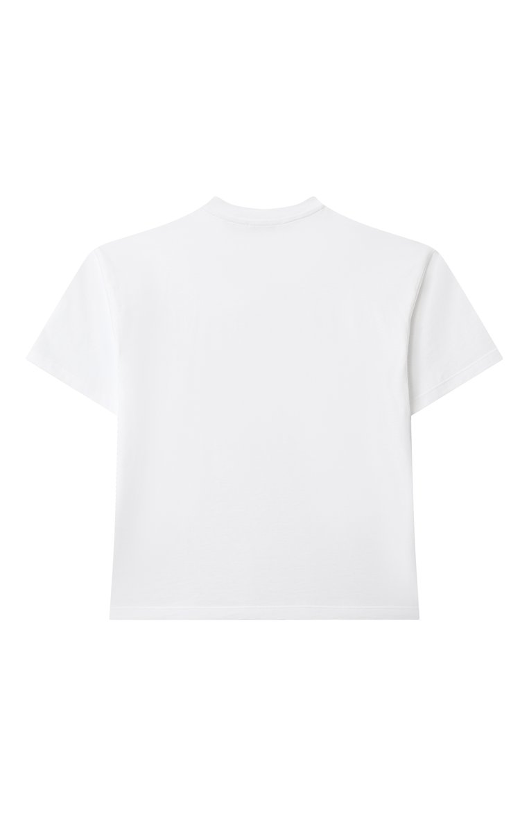 Детская хлопковая футболка MSGM KIDS белого цвета, арт. S5MSJGTH105 | Фото 2 (Рукава: Короткие; Материал сплава: Проставлено; Драгоценные камни: Проставлено; Девочки Кросс-КТ: футболка-одежда; Материал внешний: Хлопок; Ростовка одежда: 6 лет | 116 см, 8 лет | 128 см, 10 - 11 лет | 140 - 146см, 12 лет | 152 см, 13 - 15 лет | 158 см)