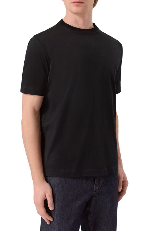 Хлопковая футболка Canali T0922/MJ00002 Чёрный  T0922/MJ00002 Фото 3