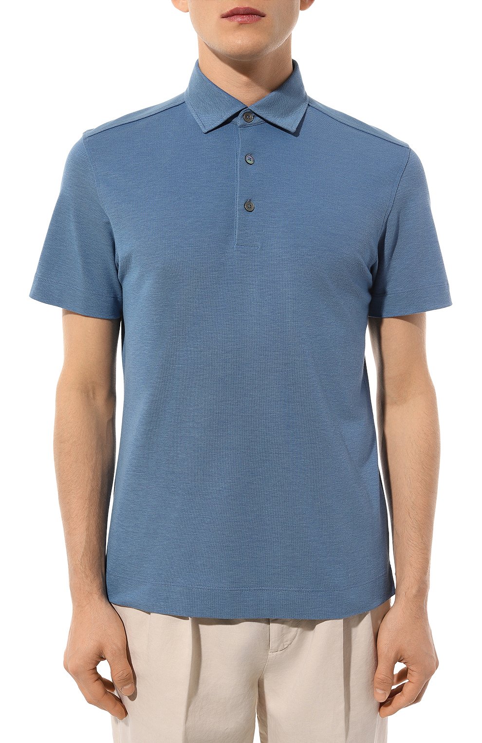 Поло из хлопка и шелка ZEGNA, арт. E8319A5/B773, фото 3