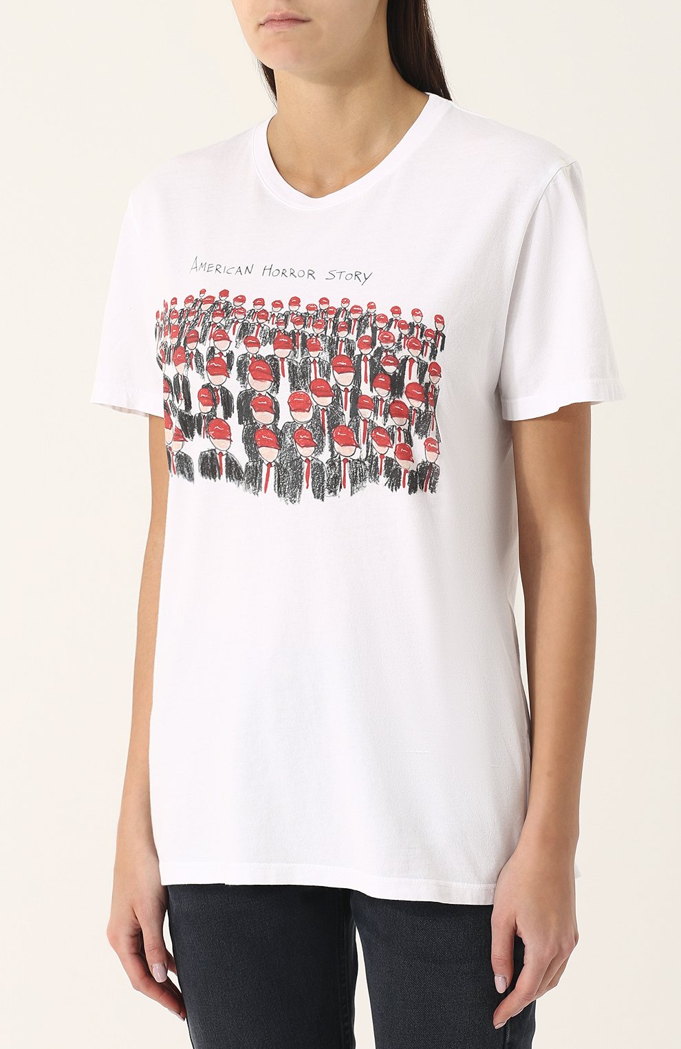Хлопковая футболка прямого кроя с принтом UNFORTUNATE PORTRAIT, арт. AMERICAN H0RR0R ST0RY/SS TEE, фото 3