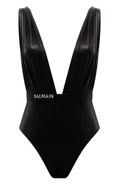 Женский слитный купальник BALMAIN черного цвета, арт. BKBU72140 | Фото 1 (Материал внешний: Синтетический материал; Драгоценные камни: Проставлено; Материал сплава: Проставлено; Длина Ж (юбки, платья, шорты): Мини; Женское Кросс-КТ: Слитные купальники)