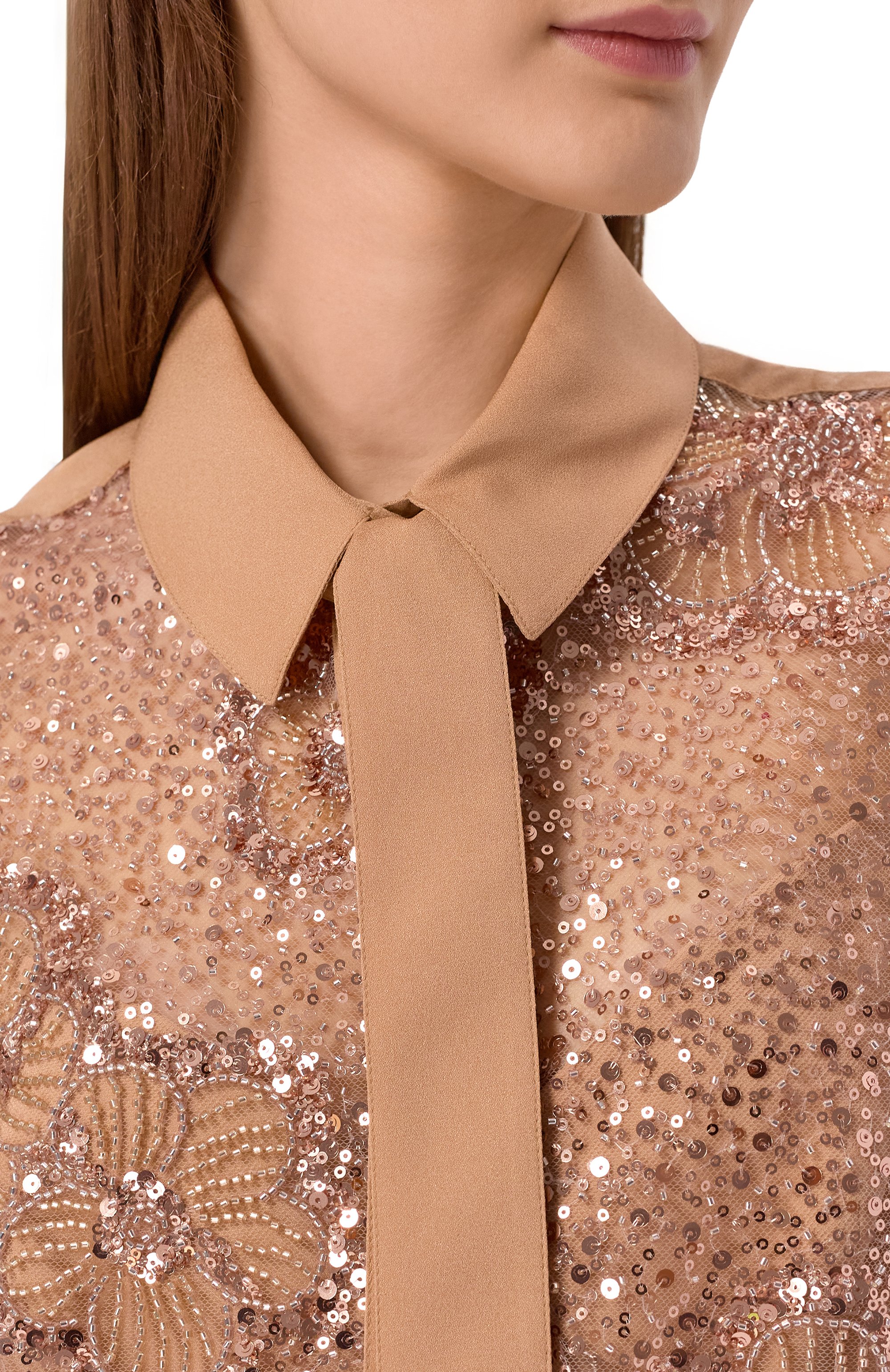 Шелковая блузка с отделкой пайетками ELIE SAAB, арт. SH111NRC26/TU024, фото 5
