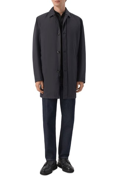Плащ с подкладкой из овчины KITON темно-синего цвета по цене 1595000 руб., арт. UW1932AV0403F21, фото 2 Плащ с подкладкой из овчины KITON, арт. UW1932AV0403F21, фото 2