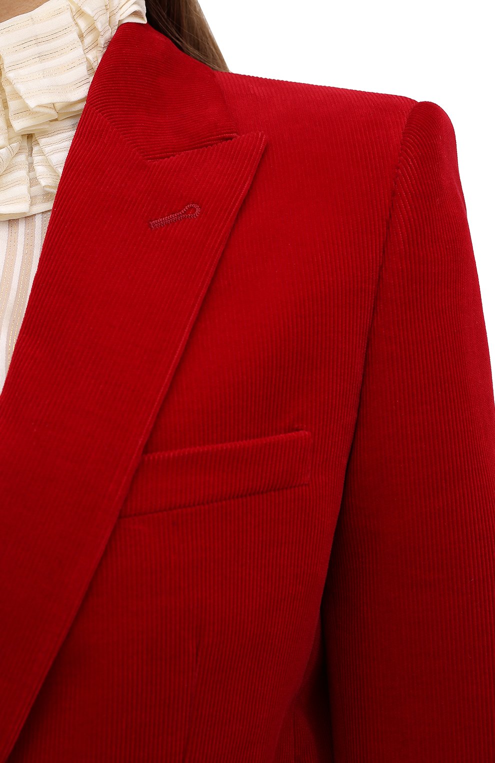 Хлопковый жакет SAINT LAURENT красного цвета по цене 229500 руб., арт. 632834/Y006R, фото 6 Хлопковый жакет SAINT LAURENT, арт. 632834/Y006R, фото 6