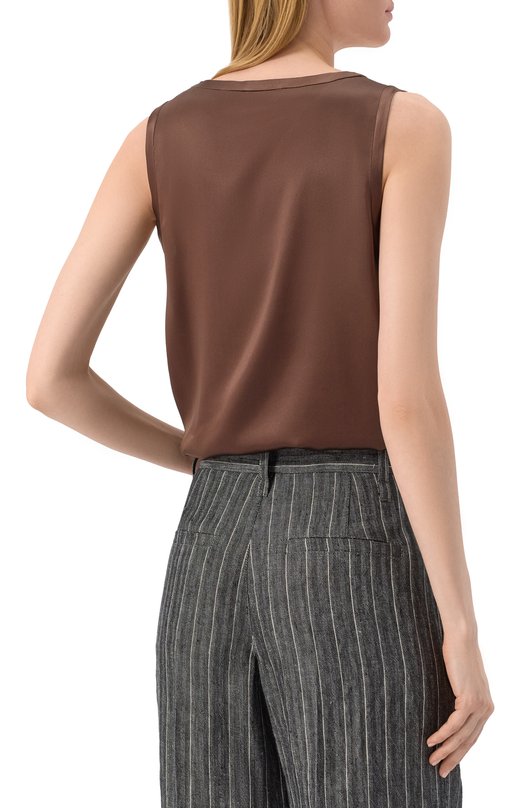 Атласный топ Brunello Cucinelli MPC59E0600 Коричневый  MPC59E0600 Фото 4