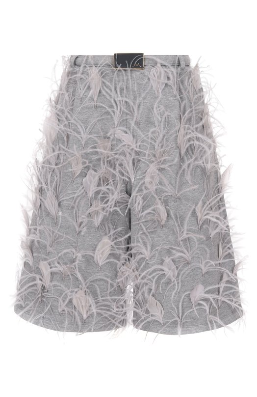 Хлопковые шорты с отделкой перьями ROWEN ROSE RR_J136 Серый RR_J136