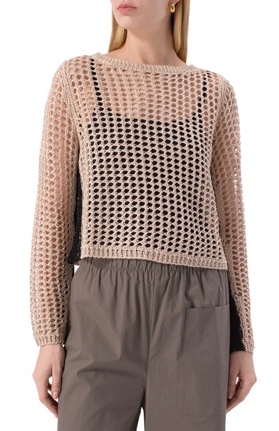 Свитер из вискозы ERIKA CAVALLINI бежевого цвета по цене 61550 руб., арт. P5SC02, фото 3 Свитер из вискозы ERIKA CAVALLINI, арт. P5SC02, фото 3