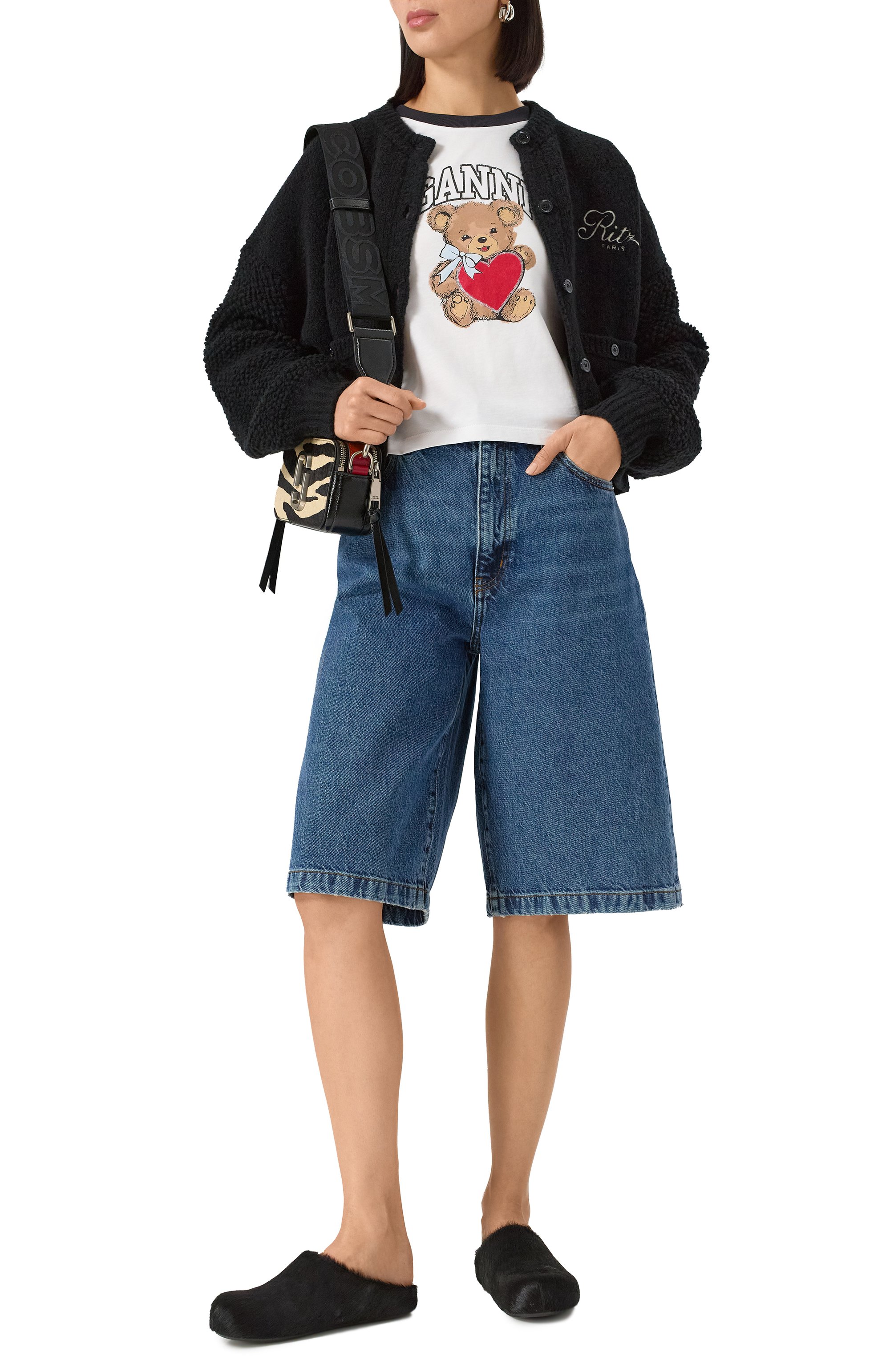 Хлопковая футболка GANNI белого цвета по цене 16050 руб., арт. T4061, фото 2 Хлопковая футболка GANNI, арт. T4061, фото 2