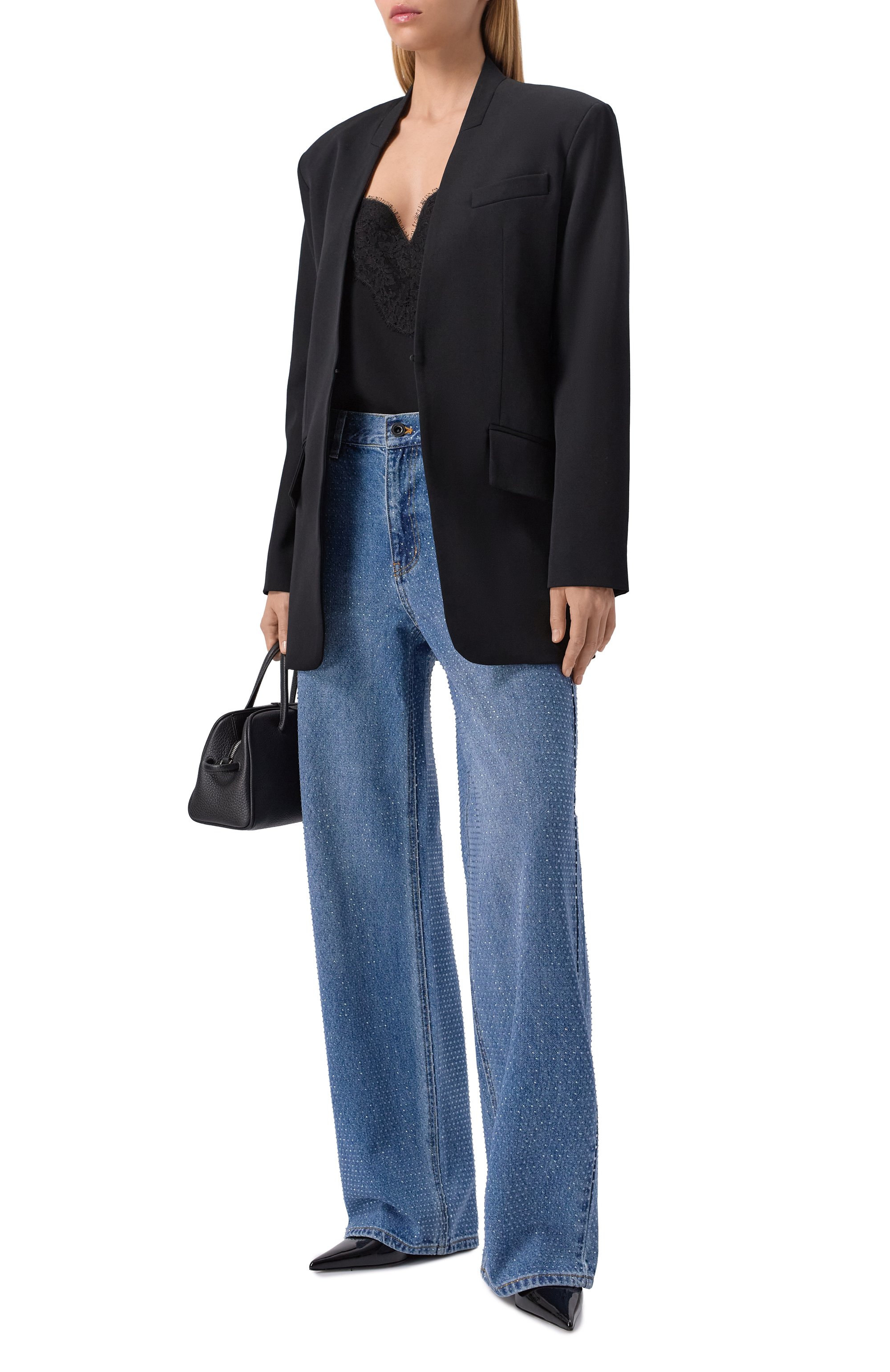 Джинсы с отделкой стразами  SELF-PORTRAIT, арт. RS26813PABL, фото 2