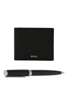 Мужской комплект из портмоне и ручки BOSS черного цвета, арт. HBPA00025M | Фото 1 (Нос: Не проставлено; Материал: Натуральная кожа; Материал сплава: Проставлено)