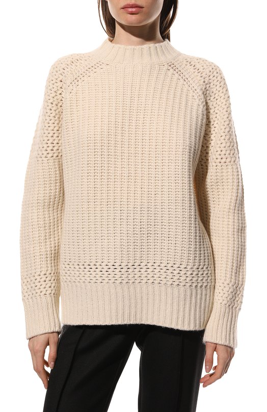 Свитер из кашемира и шерсти Trussardi Кремовый, фото 3