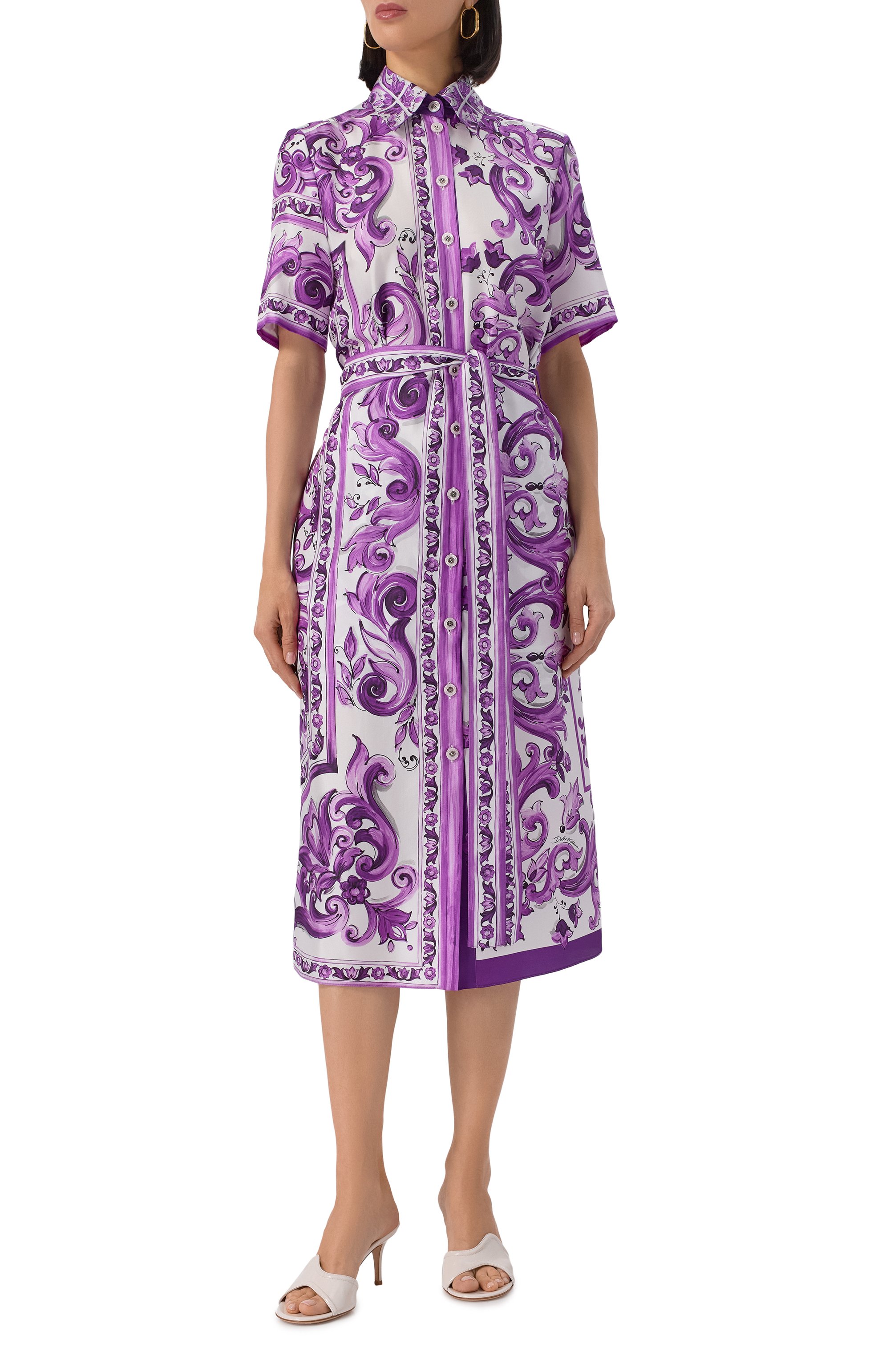 Шелковое платье DOLCE & GABBANA фиолетового цвета по цене 323500 руб., арт. F6JICT/HI1Y7, фото 3 Шелковое платье DOLCE & GABBANA, арт. F6JICT/HI1Y7, фото 3