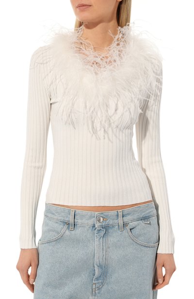 Пуловер из вискозы с отделкой перьями GIUSEPPE DI MORABITO, арт. PS23236KN-233, фото 3