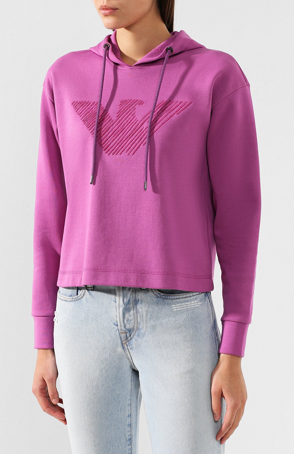 Хлопковый пуловер EMPORIO ARMANI фуксия цвета по цене 24600 руб., арт. 3G2M65/2J92Z, фото 3 Хлопковый пуловер EMPORIO ARMANI, арт. 3G2M65/2J92Z, фото 3
