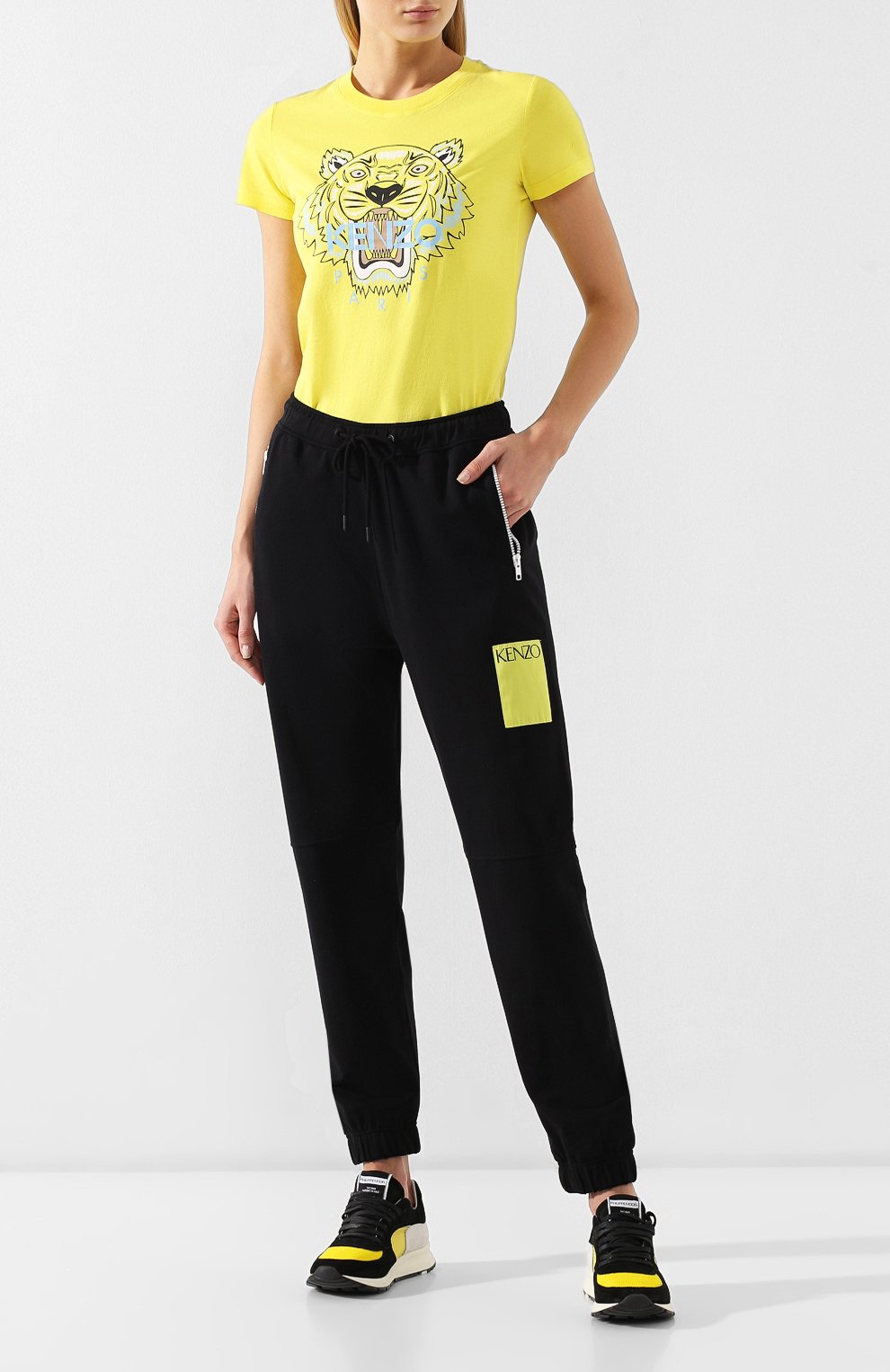 Хлопковые джоггеры KENZO черного цвета по цене 25250 руб., арт. 2PA701955, фото 2 Хлопковые джоггеры KENZO, арт. 2PA701955, фото 2