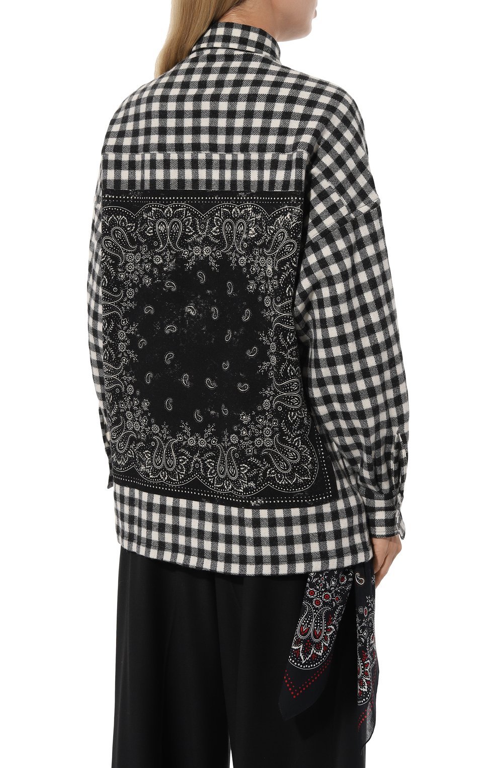 Рубашка из шерсти и кашемира DESTIN черно-белого цвета по цене 52750 руб., арт. DDW3EVABANDPEN, фото 4 Рубашка из шерсти и кашемира DESTIN, арт. DDW3EVABANDPEN, фото 4