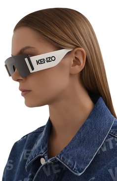 Женские солнцезащитные очки KENZO белого цвета, арт. KZ40103U 21N | Фото 2 (Кросс-КТ: С/з-унисекс; Региональные ограничения белый список (Axapta Mercury): RU; Тип очков: С/з; Очки форма: Маска; Оптика Гендер: оптика-унисекс)