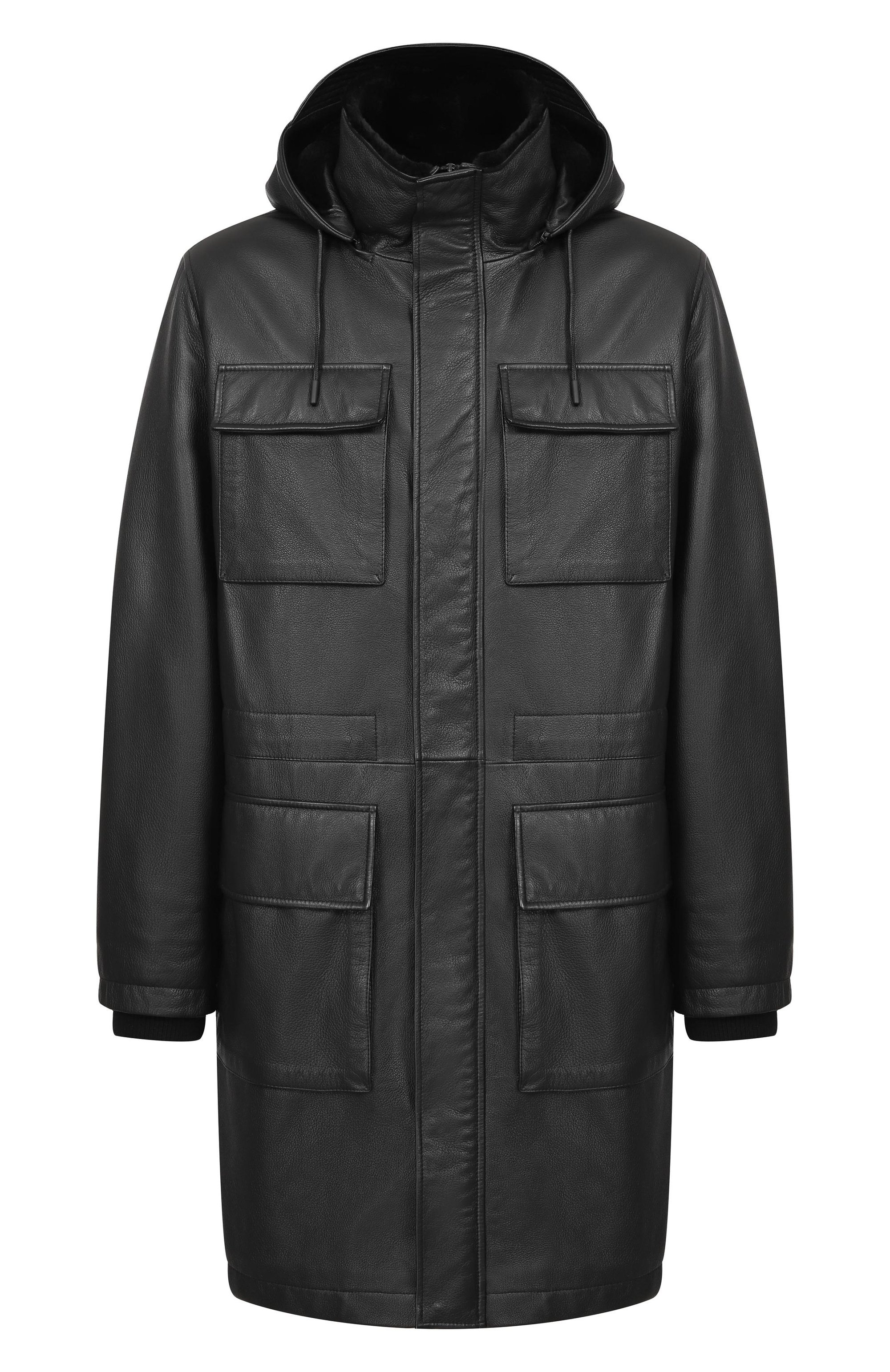 Кожаное пальто с подкладкой из бобра MVST черного цвета по цене 1180000 руб., арт. M25.1PM.0007/BIG SIZE/CERV0 SILKY, фото 1 Кожаное пальто с подкладкой из бобра MVST, арт. M25.1PM.0007/BIG SIZE/CERV0 SILKY, фото 1