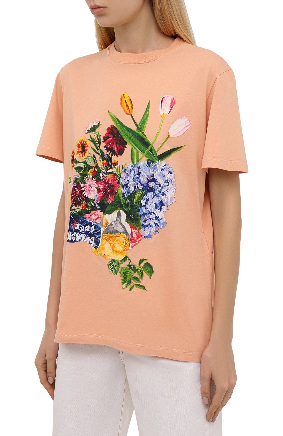 Хлопковая футболка GOLDEN GOOSE DELUXE BRAND оранжевого цвета по цене 18200 руб., арт. GWP01002.P000284, фото 3 Хлопковая футболка GOLDEN GOOSE DELUXE BRAND, арт. GWP01002.P000284, фото 3