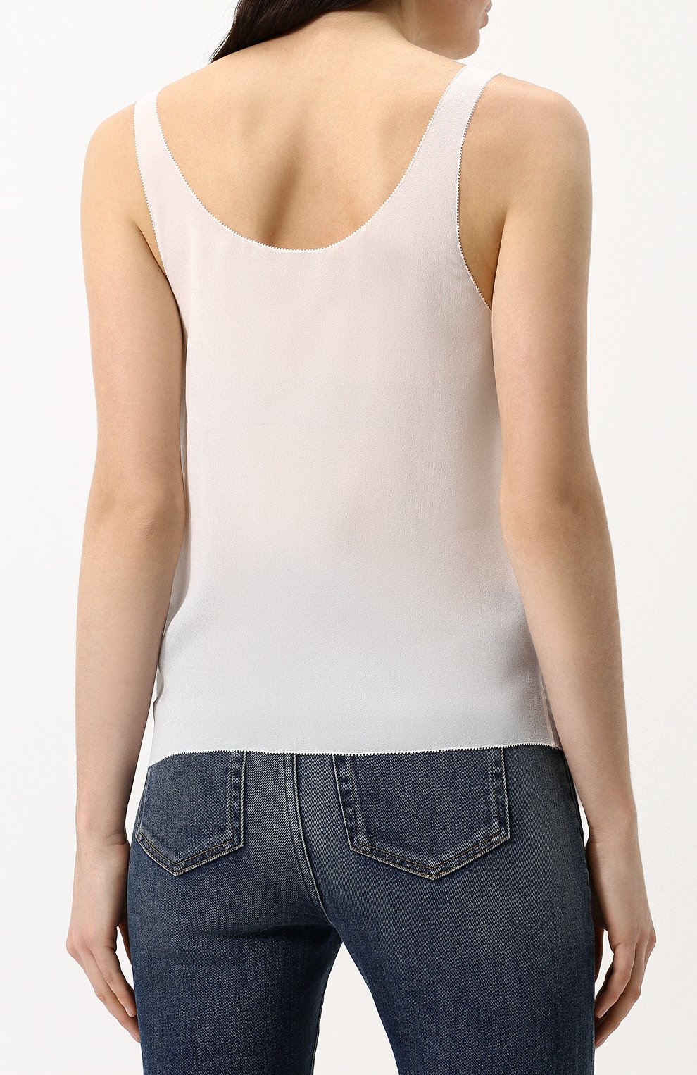 Шелковый топ прямого кроя без рукавов SAINT LAURENT, арт. 488986/Y059R, фото 4