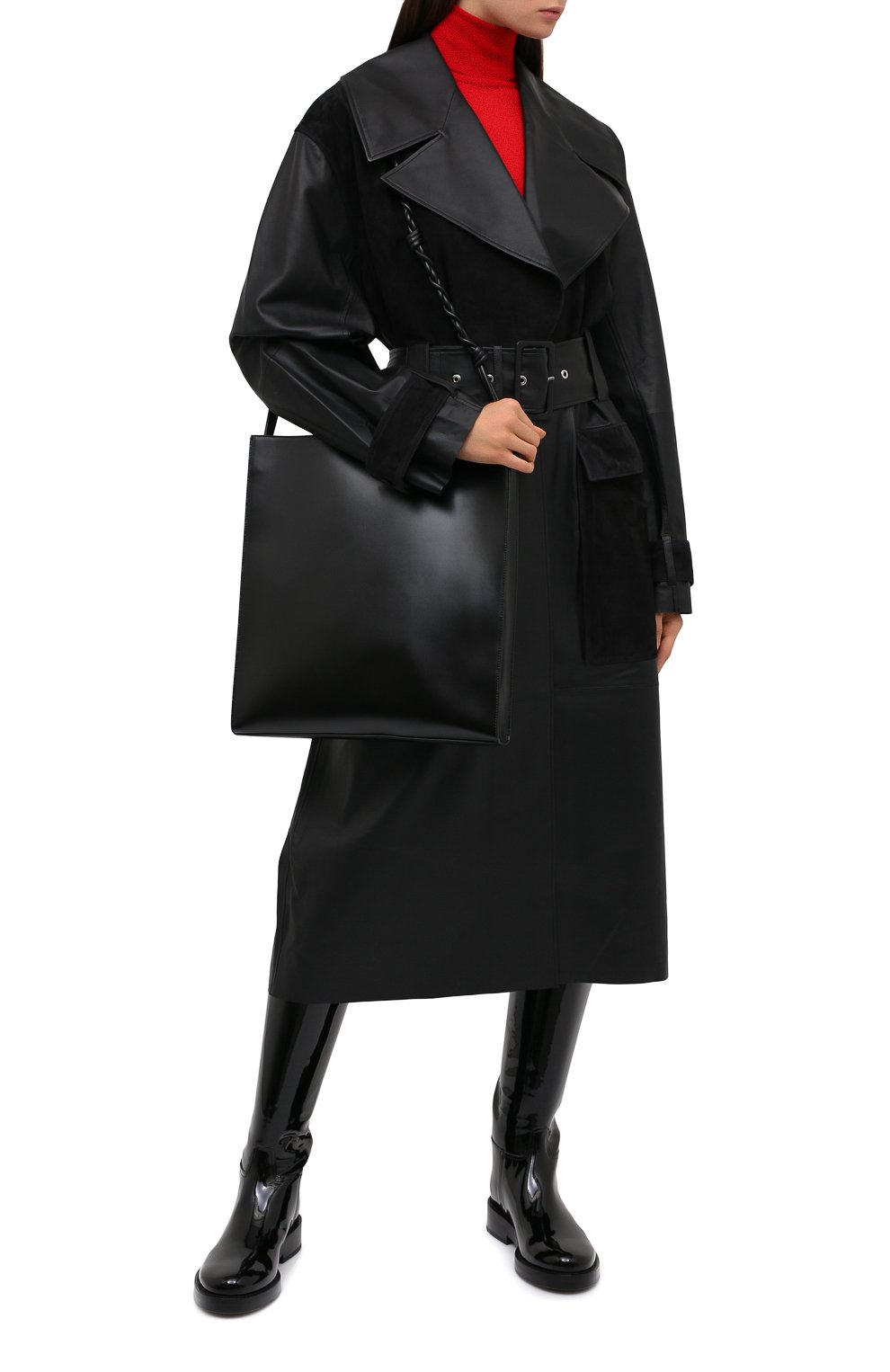 Кожаный тренч BY MALENE BIRGER черного цвета по цене 277500 руб., арт. Q69563001/BRAZ0RIALA, фото 3 Кожаный тренч BY MALENE BIRGER, арт. Q69563001/BRAZ0RIALA, фото 3