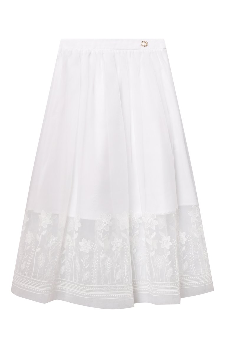 Детская юбка ELIE SAAB JUNIOR кремового цвета, арт. EFG0021 MX TS1025 | Фото 1 (Материал подклада: Хлопок; Нос: Не проставлено; Случай: Вечерний; Материал внешний: Синтетический материал; Автоматизация состава: Проставлено; Ростовка одежда: 8 лет | 128 см, 13 - 15 лет | 158 см, 10 - 11 лет | 140 - 146см, 12 лет | 152 см, 16 лет | 164 см, 6 лет | 116 см)