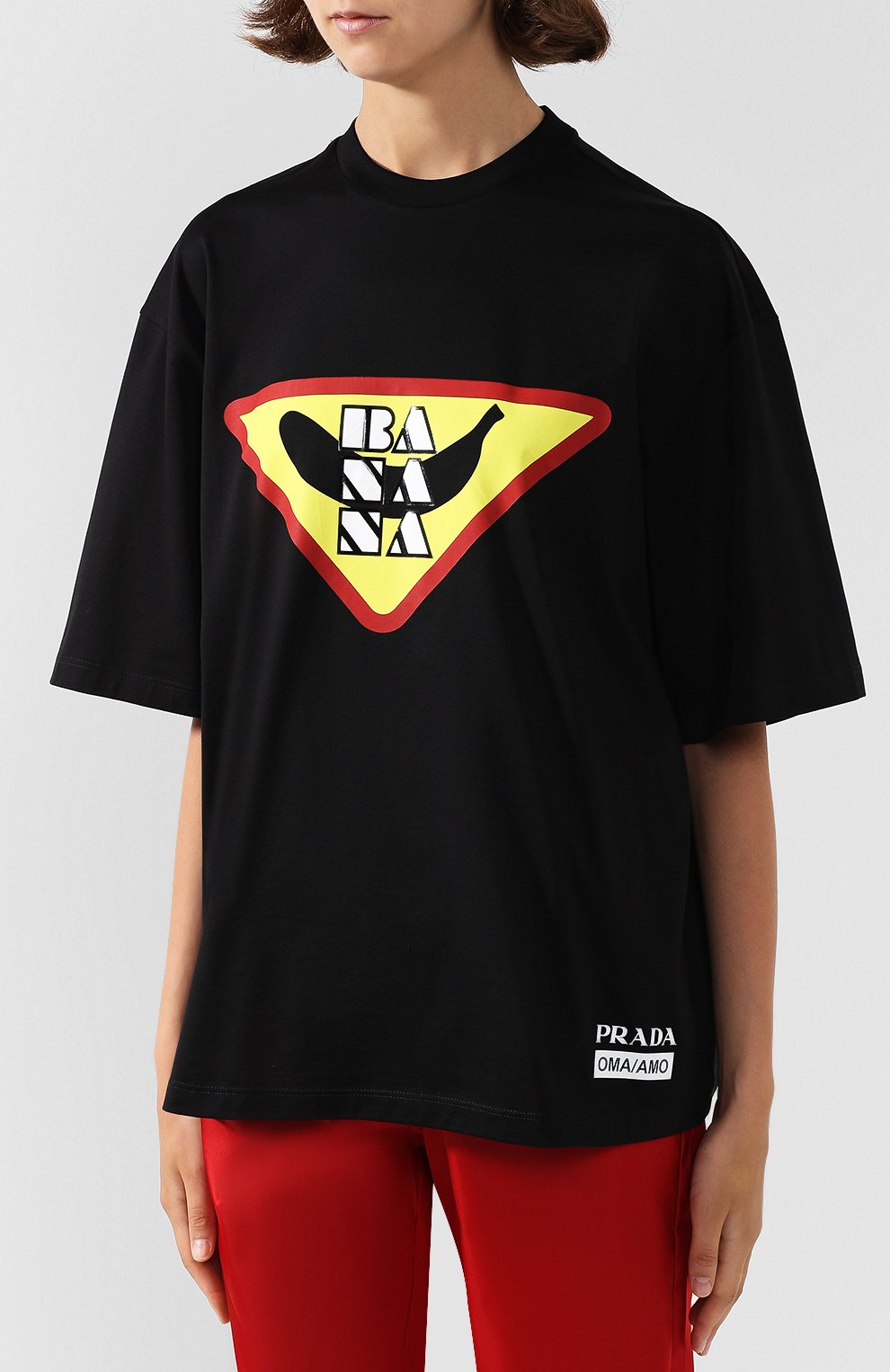 Хлопковая футболка с круглым вырезом и принтом PRADA, арт. 35976-1SEX-F0002, фото 3