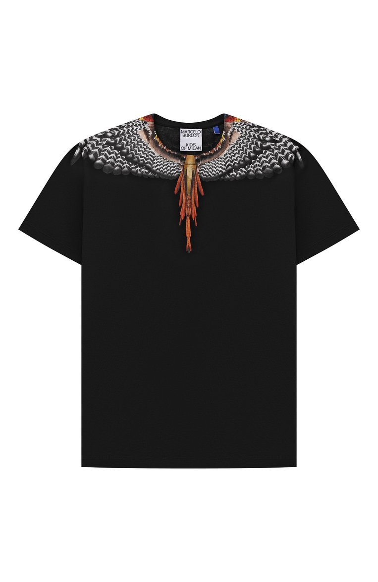 Детская хлопковая футболка MARCELO BURLON KIDS OF MILAN черного цвета, арт. CBAA002F21JER010 | Фото 1 (Материал внешний: Хлопок; Рукава: Короткие; Мальчики Кросс-КТ: Футболка-одежда; Материал сплава: Проставлено; Драгоценные камни: Проставлено; Ростовка одежда: 10 - 11 лет | 140 - 146см, 6 лет | 116 см, 8 лет | 128 см)