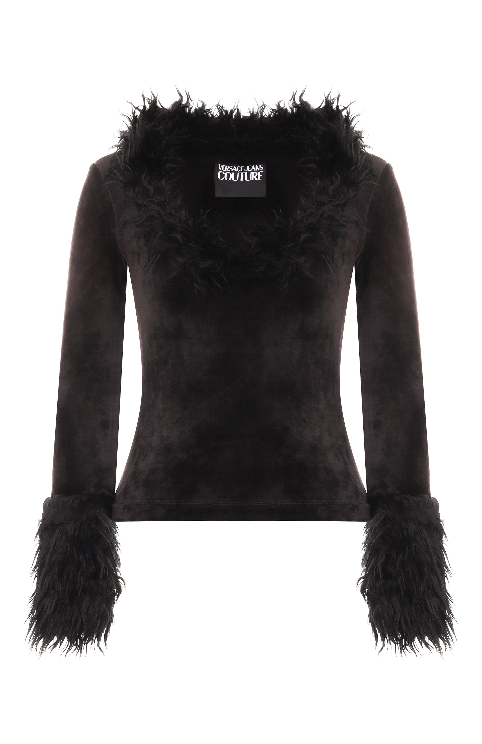 Бархатный топ VERSACE JEANS COUTURE черного цвета по цене 34200 руб., арт. 79HAH606/J0241, фото 1 Бархатный топ VERSACE JEANS COUTURE, арт. 79HAH606/J0241, фото 1