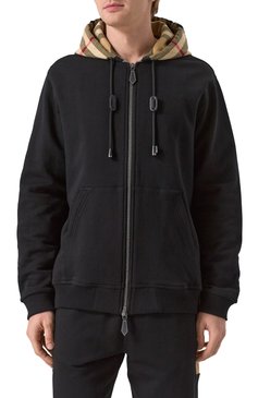 Мужской хлопковая толстовка BURBERRY черного цвета, арт. 8060705 | Фото 3 (Длина (для топов): Стандартные; Материал сплава: Проставлено; Драгоценные камни: Проставлено; Рукава: Длинные; Мужское Кросс-КТ: Толстовка-одежда; Стили: Кэжуэл; Материал внешний: Хлопок)