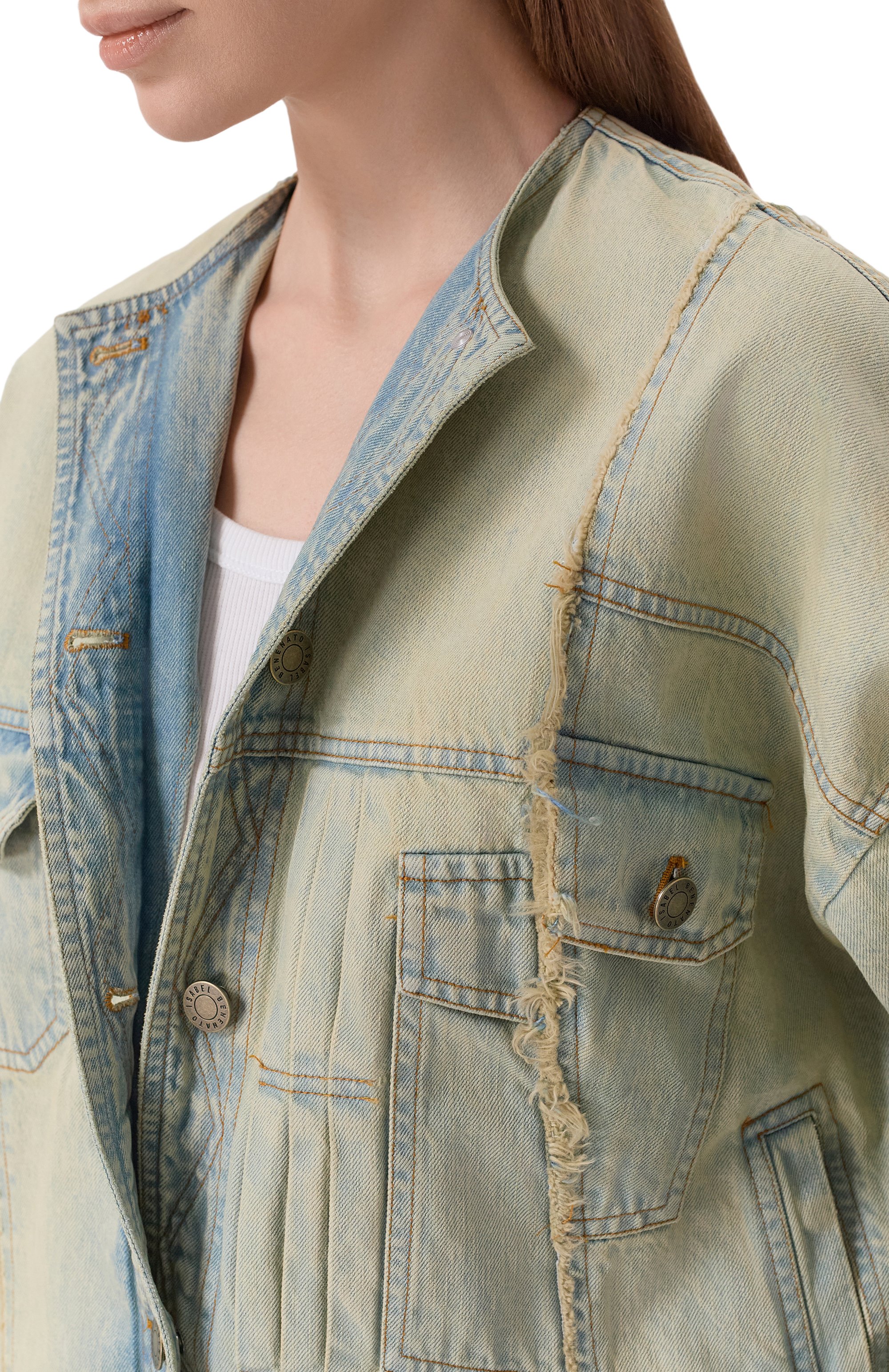 Джинсовая куртка ISABEL BENENATO голубого цвета по цене 120500 руб., арт. DW51MS26, фото 5 Джинсовая куртка ISABEL BENENATO, арт. DW51MS26, фото 5