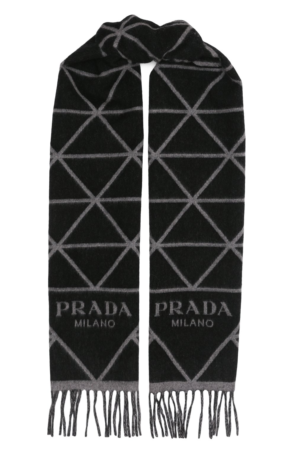Кашемировый шарф PRADA серого цвета по цене 86000 руб., арт. 2FS013-2D3G-F0700-OOO, фото 1 Кашемировый шарф PRADA, арт. 2FS013-2D3G-F0700-OOO, фото 1