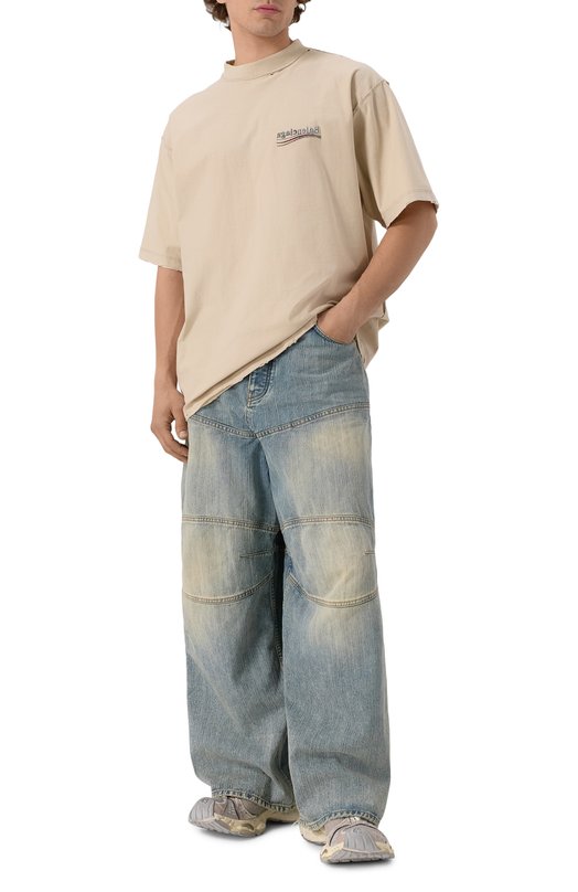 Хлопковая футболка Balenciaga 830247/TSVF3 Бежевый  830247/TSVF3 Фото 2