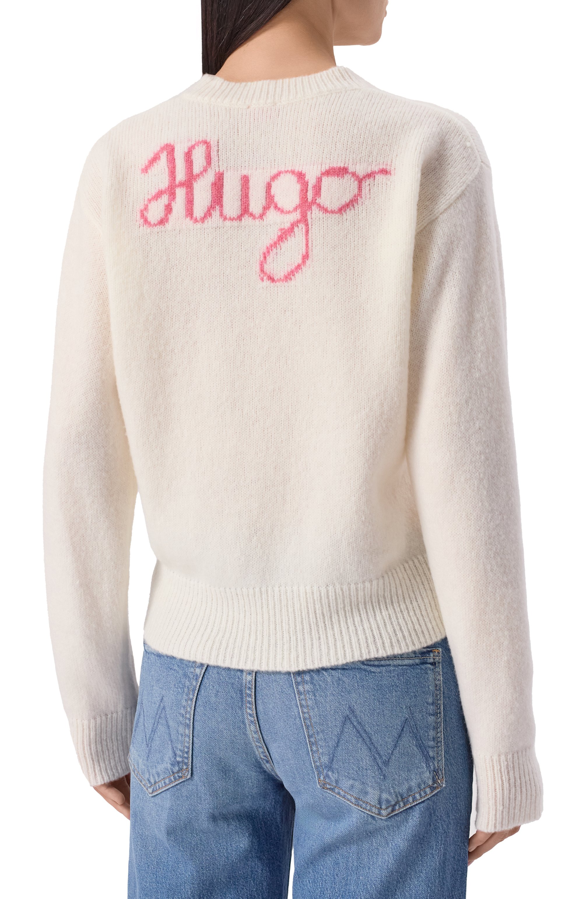 Шерстяной свитер HUGO кремового цвета по цене 22950 руб., арт. 50545092, фото 4 Шерстяной свитер HUGO, арт. 50545092, фото 4