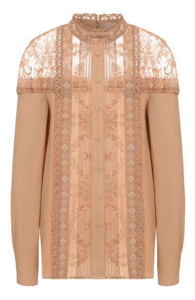 Женская блузка из хлопка и шелка ELIE SAAB, арт. T0163NS25/SIL01