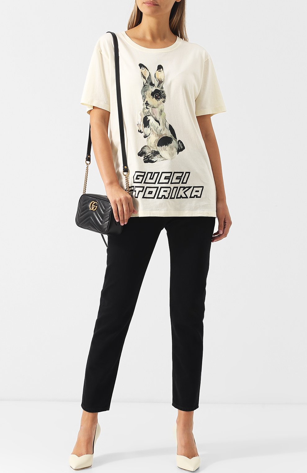 Хлопковая футболка с круглым вырезом и принтом GUCCI, арт. 492347/X3M80, фото 2