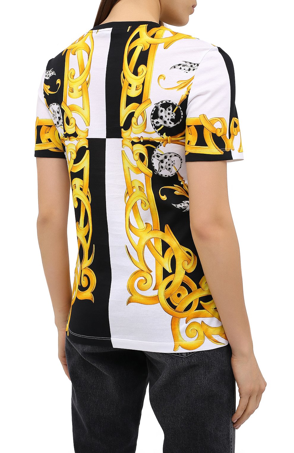 Хлопковая футболка VERSACE разноцветного цвета по цене 47450 руб., арт. A87458/A236028, фото 4 Хлопковая футболка VERSACE, арт. A87458/A236028, фото 4