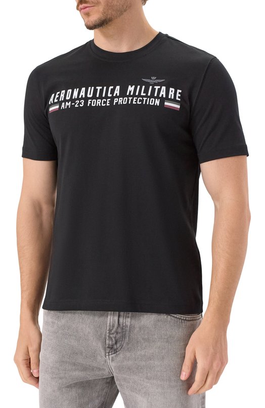 Хлопковая футболка Aeronautica Militare TS1942UJ00538 Чёрный  TS1942UJ00538 Фото 3