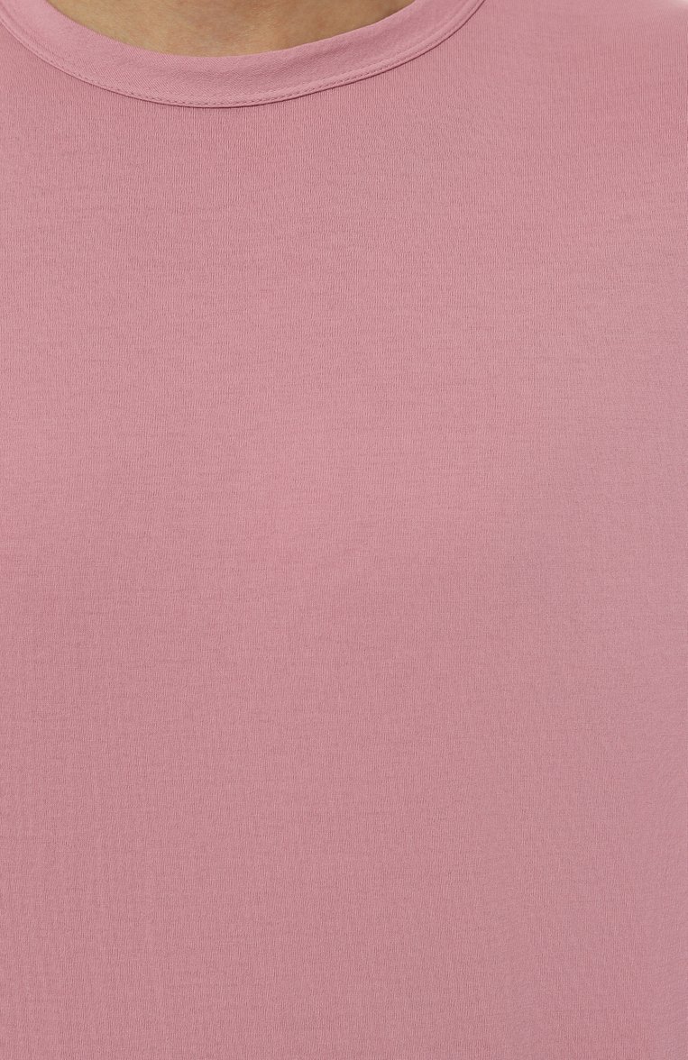 Мужская хлопковая футболка TEN C розового цвета, арт. 24CTCUH02142 | Фото 5 (Принт: Без принта; Рукава: Короткие; Длина (для топов): Стандартные; Материал сплава: Проставлено; Материал внешний: Хлопок; Драгоценные камни: Проставлено; Стили: Кэжуэл)