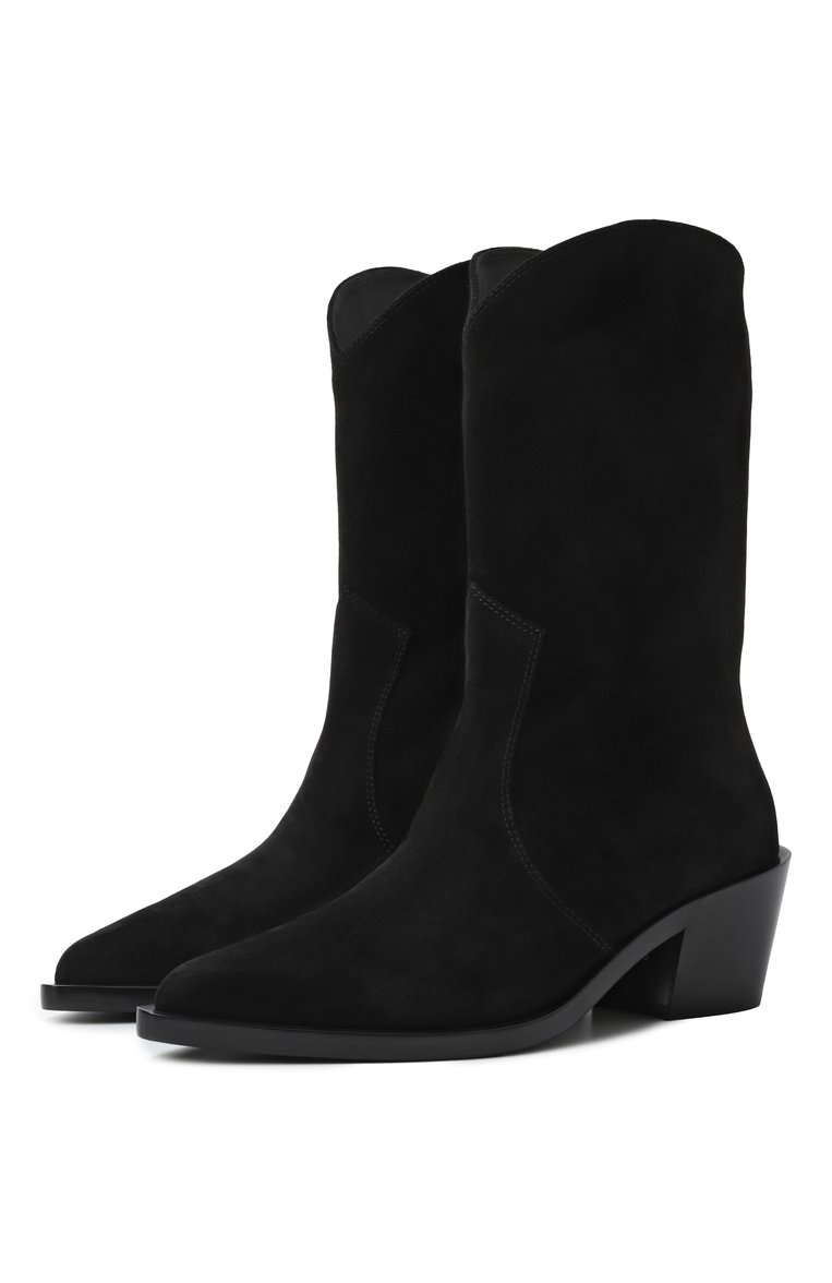 Женские замшевые казаки waylon 45 GIANVITO ROSSI черного цвета, арт. G72999.45CU0.CASNER0 | Фото 1 (Материал внутренний: Натуральная кожа; Подошва: Плоская; Автоматизация состава: Проставлено; Каблук высота: Средний; Материал внешний: Натуральная кожа, Замша; Автоматизация ТО: Проставлено; Материал утеплителя: Без утеплителя; Женское Кросс-КТ: Казаки-сапоги; Каблук тип: Устойчивый)